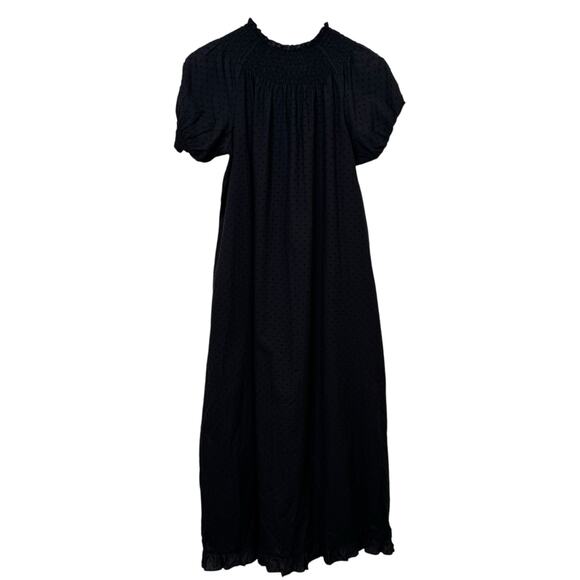 Hill House Home Size Medium Black Swiss Dot The Caroline Nap Dress Midi Smocked - Picture 6 of 8